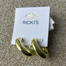 Ricki’s Gold Tone Chunky Hoop Earrings Metal Butterfly Back Lobe
