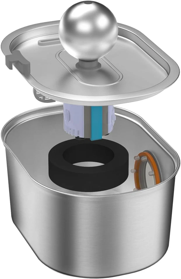 Fuente de agua para gatos de acero inoxidable, dispensador de agua de acero inoxidable HYTOBP 3,2 L, Foto 2 de 4