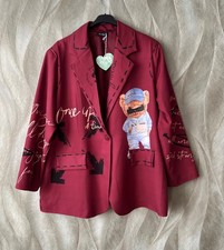 🍷 Blazer Weinrot | Bär mit Sonnenbrille | Gefüttert | Neu | Gr. 44–46 | Italy