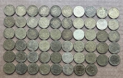 58 COIN LOT FRANCE 20 CENTIMES MANY DIFFERENT DATES 1960's TO 1990's KM# 930