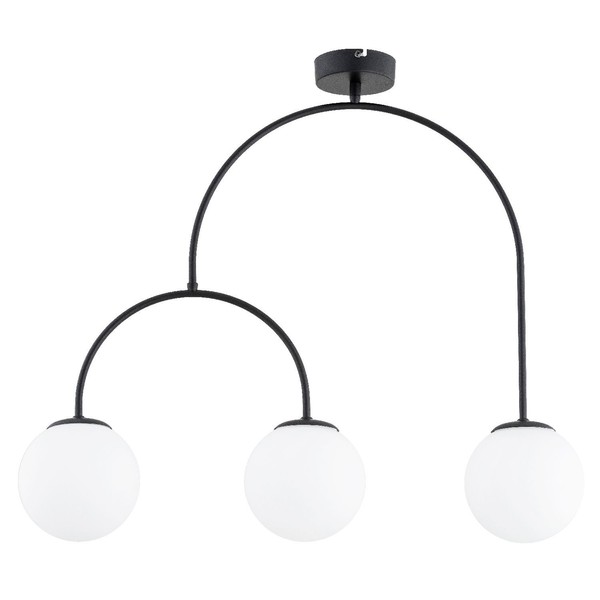 Deckenleuchte 3-Flammig Glas Schwarz Weiß E14 L:70 Cm Deckenlampe Schlafzimmer-image