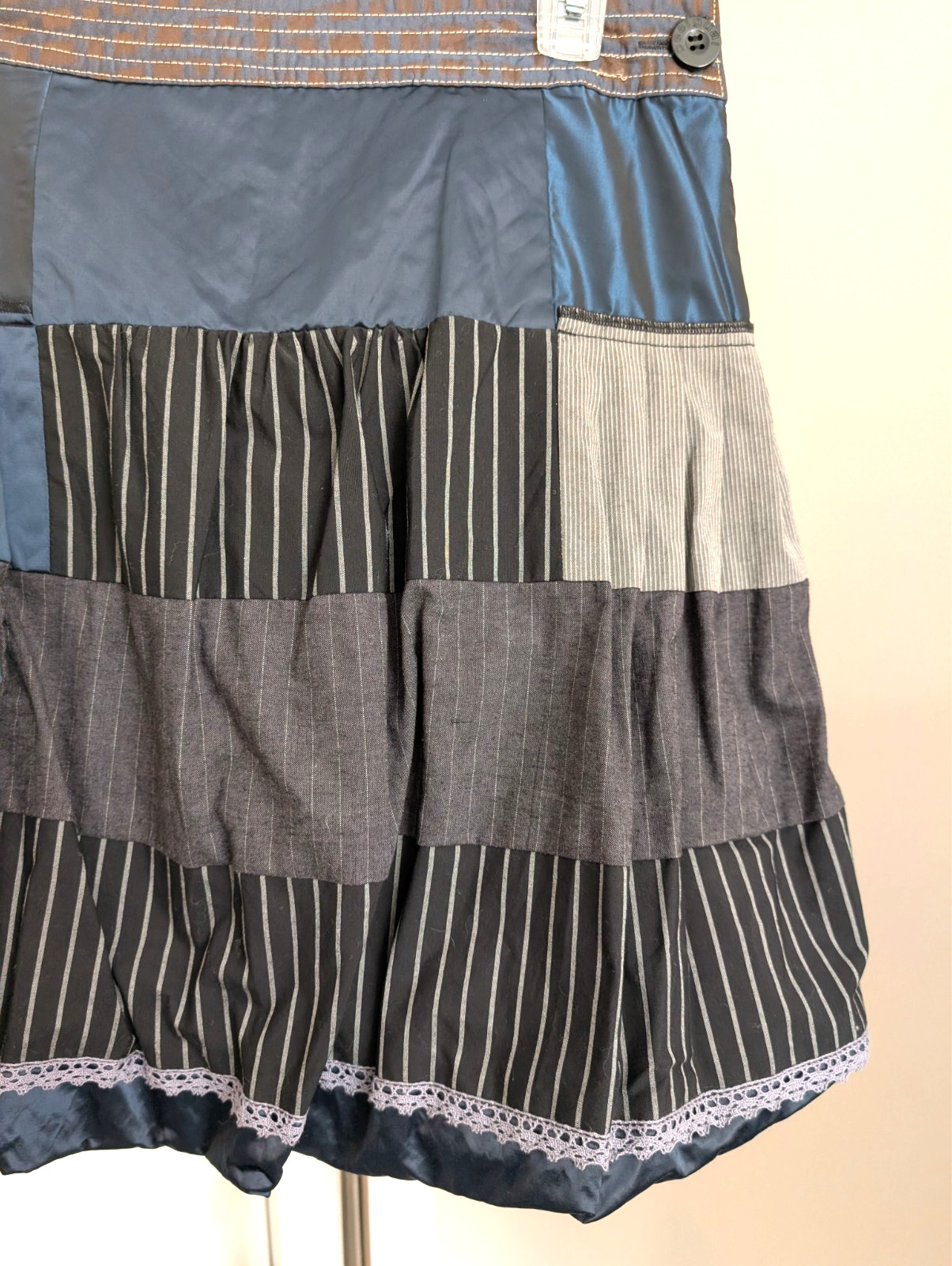 DESIGUAL patchwork striped bubble hem short Skirt… - image 8