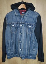 Lee Cooper Hooded Denim Jacket Plaid Lining - Mens Size Large L