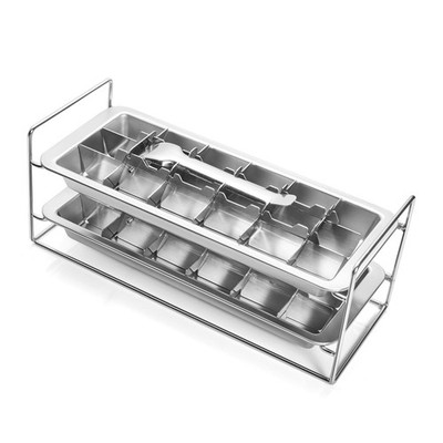 Metal Ice Cube Trays, Stainless Steel Ice Cube Trays, 18-Slot Ice Cube Tray w...