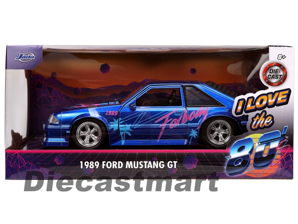 Jada 1:24 1989 Ford Mustang GT Blue Diecast Model Car I Love