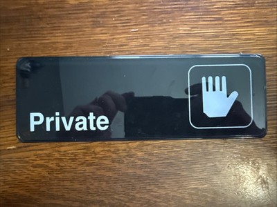 Alpine, 3'' x 9'' Plastic Symbol Private Sign, Black/White