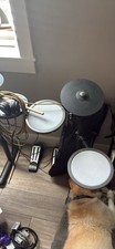 Electronic Drum Kit Digital 5 Pads Drum Sticks Kick Pedals Drum Throne