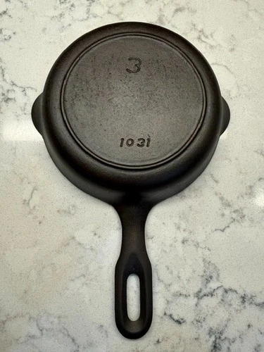 Griswold Iron Mountain 1031 #3 Cast Iron Skillet Sits Flat No Wobble Restored