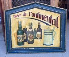 Vintage French Bière de Continental 3D Wooden Pub Sign 22” X 26”