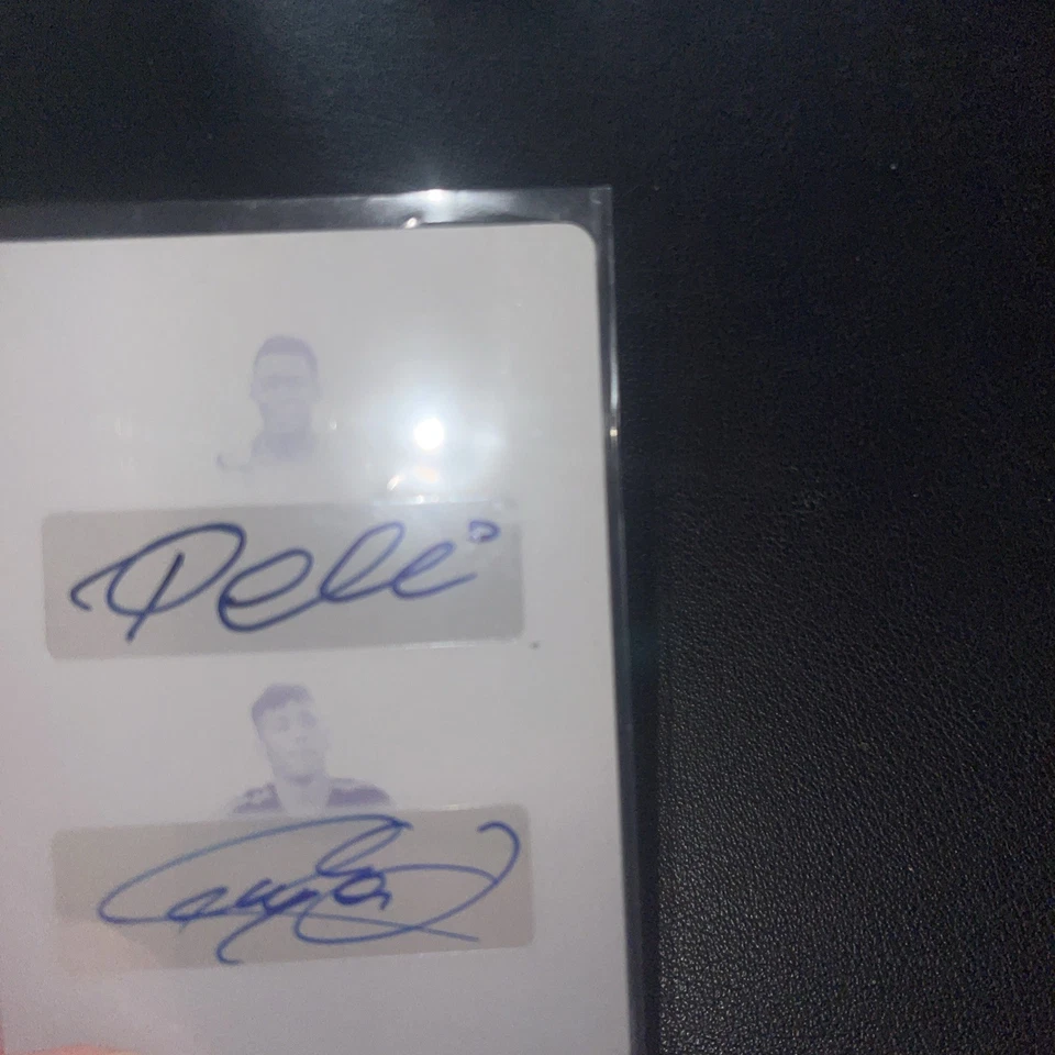 2016 Leaf Immortal Collection 1/1 Pele & Neymar Jr. Dual Autograph Cyan Plate - Image 4 of 4