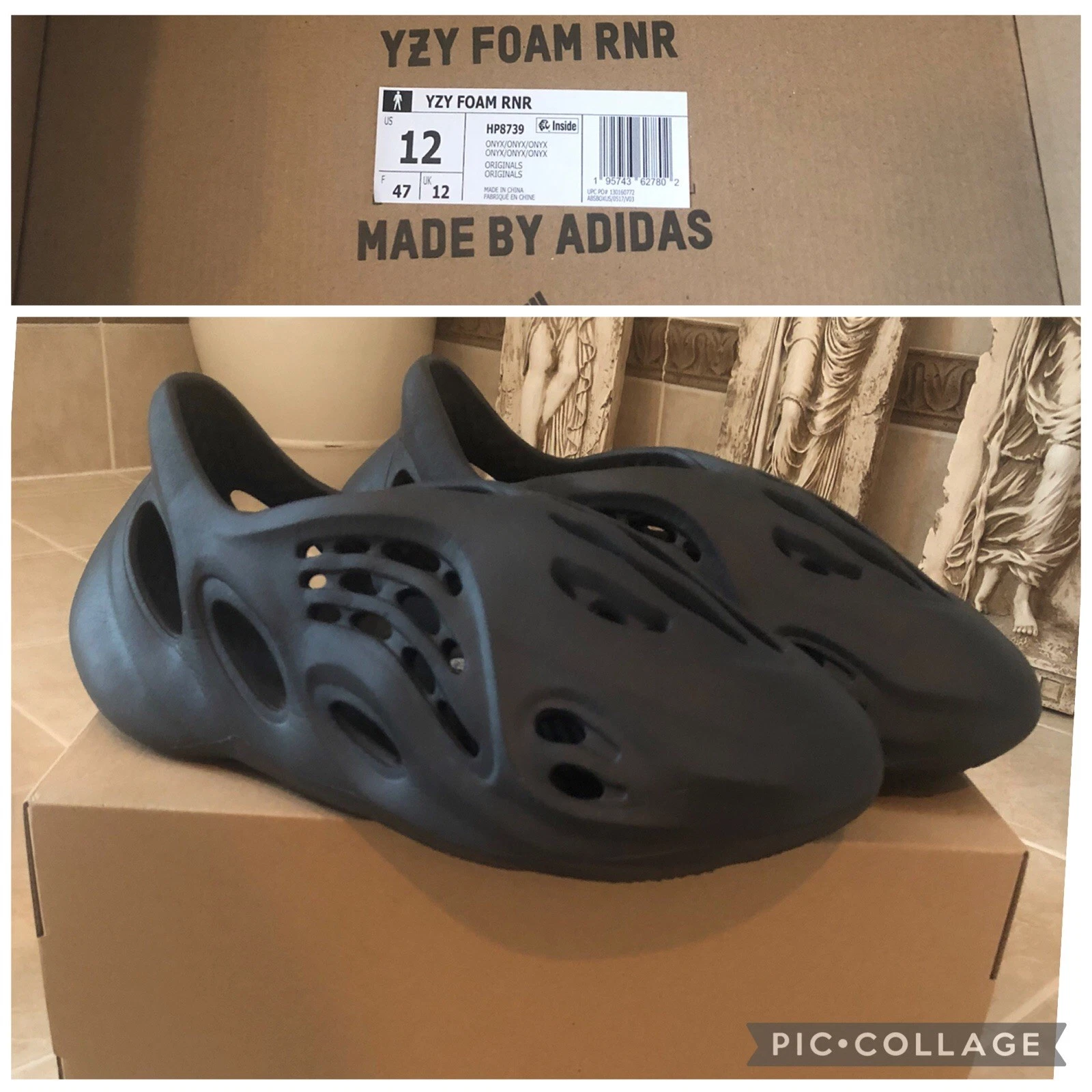 Adidas Yeezy Foam Runner HP8739 ⚫️ Onice ⚫️ Uomo Taglia 12 ?Autentiche