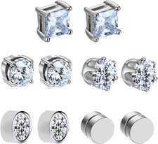 5 Paia Orecchini Magnetici 6Mm per Uomo E Donna - Orecchini Finti Non Piercing C