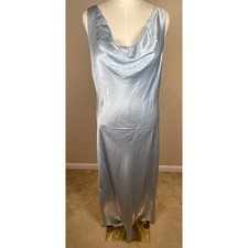 Reformation Annabelle Silk Cowl Neck Ruched Draped Horizon Blue Maxi Dress Sz 14