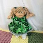 VTG Cabbage Patch Kid Girl Wheat Poodle Hair Green Eyes HM #3 Handmade Dress
