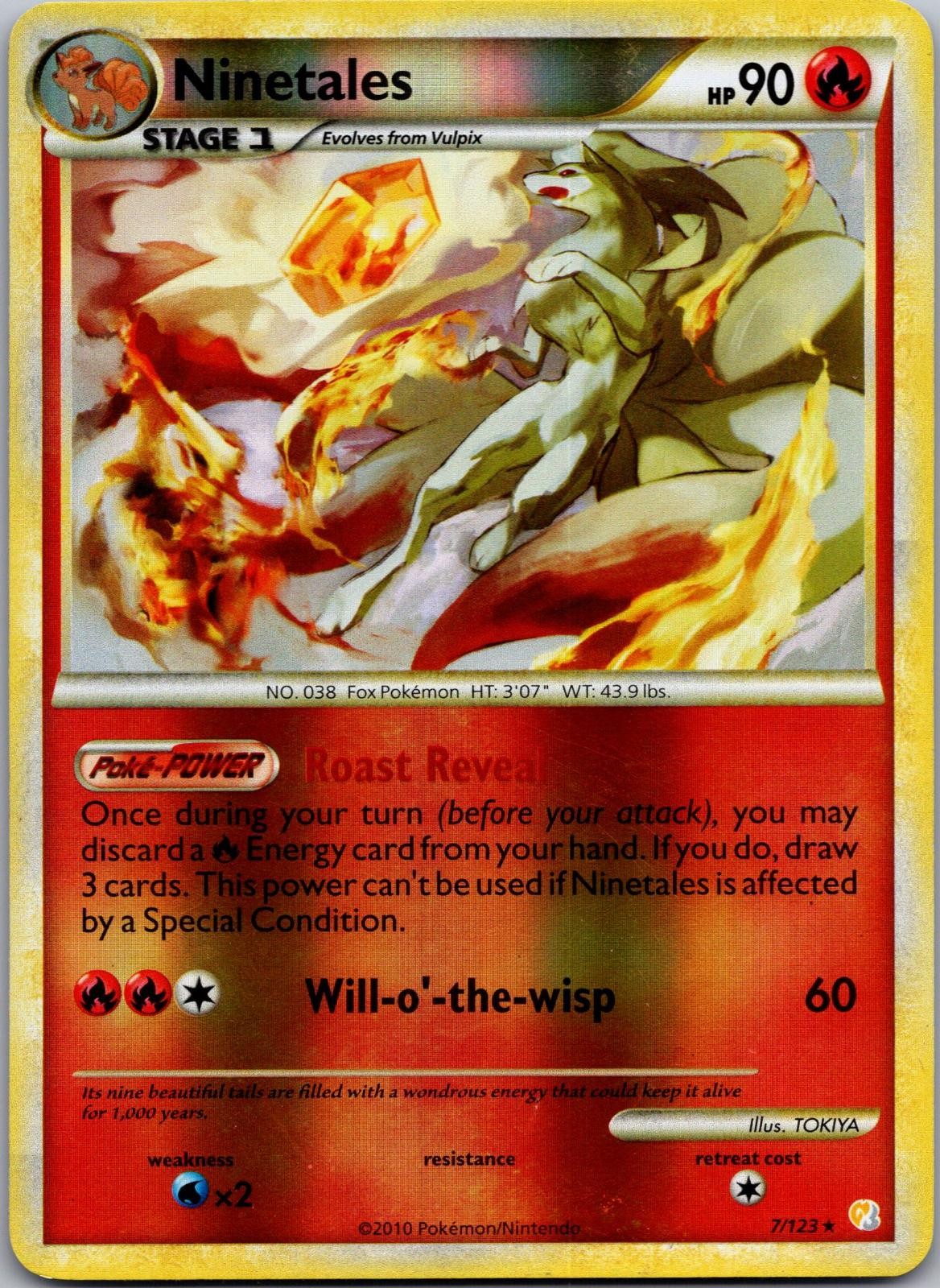 Ninetales 7/123 Holo Rare HeartGold & SoulSilver Pokemon Near Mint/lp