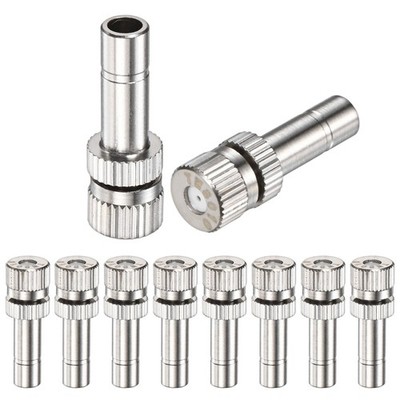 10Pcs Brass Misting Nozzles, 0.031''/0.8mm Mister Heads Outdoor Cooling System
