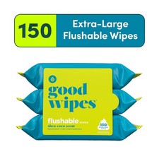goodwipes Flushable Butt Wipes, Shea-Coco Scented, 3 Pack, 150 Total Wipes