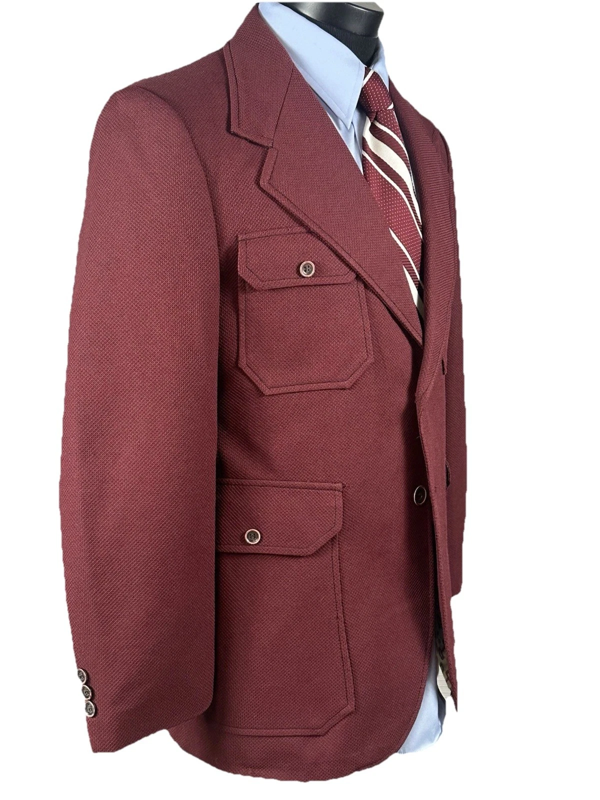 Cappotto sportivo vintage poliestere rosso marrone 40R fodera Gucci camicia safari