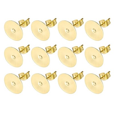 20Pcs Stud Earring Posts 10mm Ear Pin with Butterfly Earring Backs Gold,