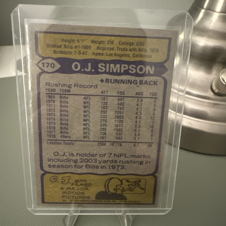 1979 Topps - O.J. Simpson #170 Foto 2 de 2