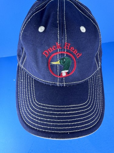 Retro Duck Head embroidered logo strap-back hat cap adult NAVY OSFA outdoors VTG - Picture 2 of 11