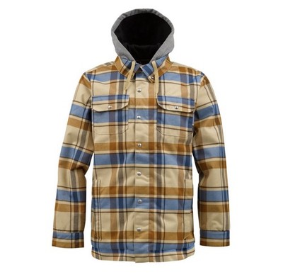 Burton DryRide Plaid Hooded Jacket Mens M Flannel Snowboard Coat 2013 Drop