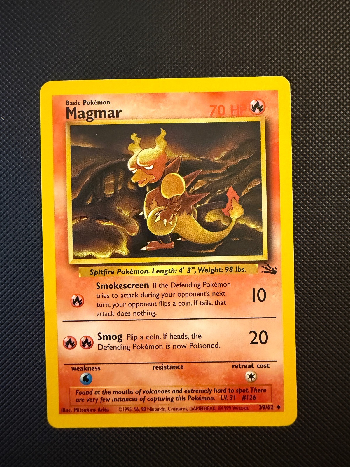 Magmar 39/62 Uncommon Fossil Pokemon Unlimited Lightly Played