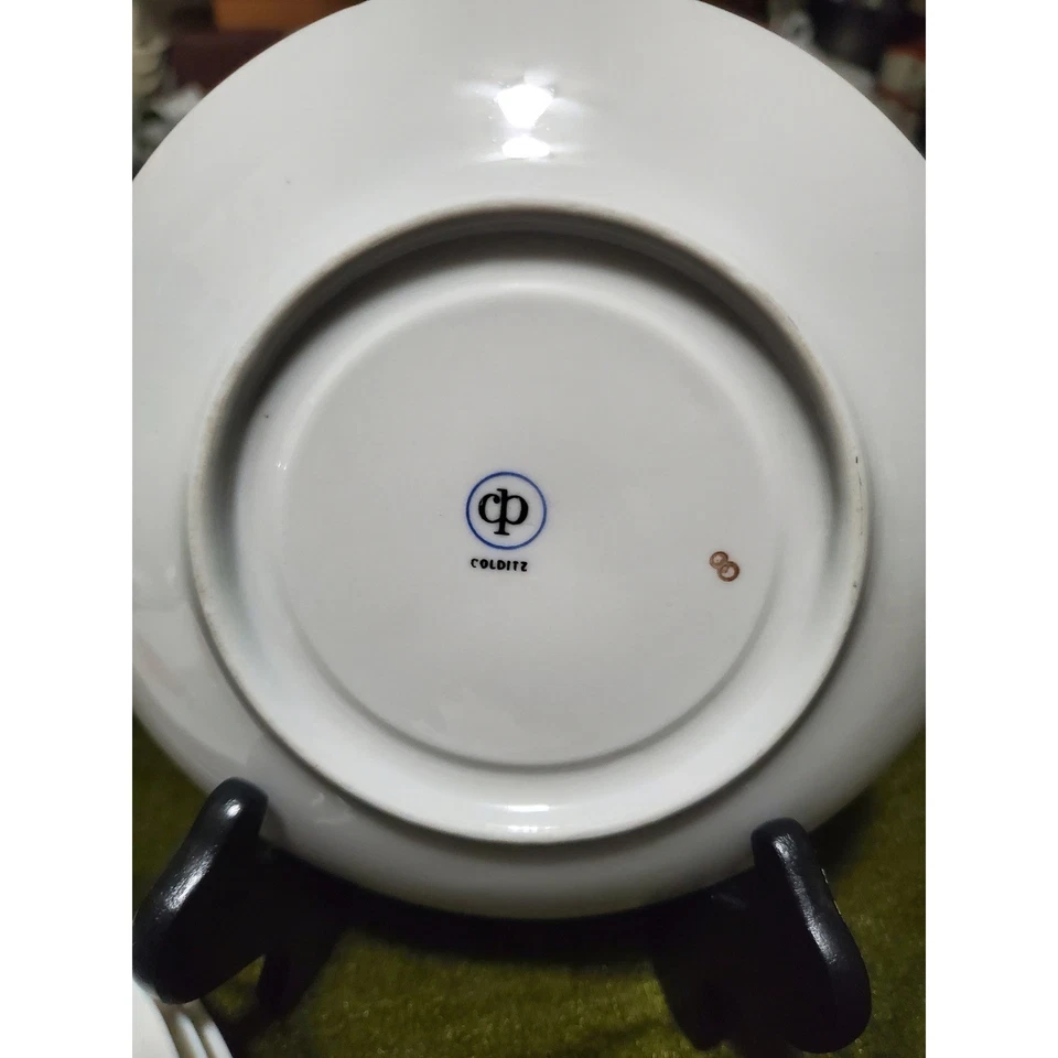 Juego de platos platillos tazas diseño manzana Colditz CP, RDA Alemania porcelana Foto 2 de 3