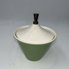 Green Sugar Bowl Atomic MCM Kitchen Decor Salem Maple Leaf G2