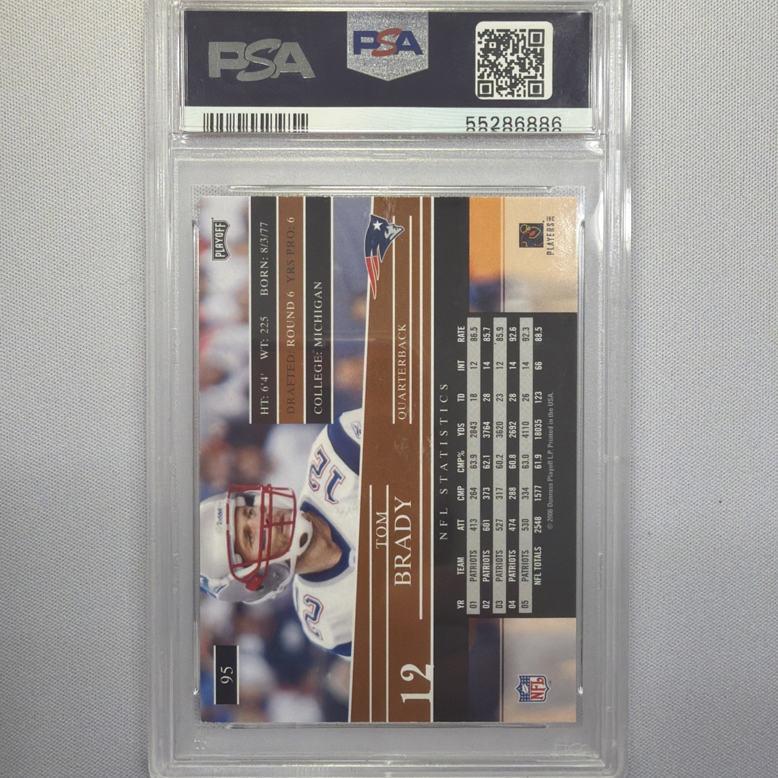 2006 Playoff Prestige Tom Brady #95 PSA 10 GEM MT 10 NE Patriots view 6