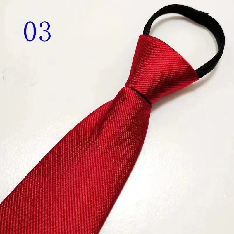 Men Fashion Solid Color Zipper Tie Wedding Party Formal Business Necktie
