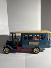 SSS Toys Japan S-1230 Tin Friction Motor Blue Antique Autobus