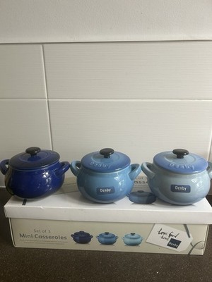 Denby Mini Deckel Kasserolle Limited Edition Set - Blau x 3 - Verpackt Top