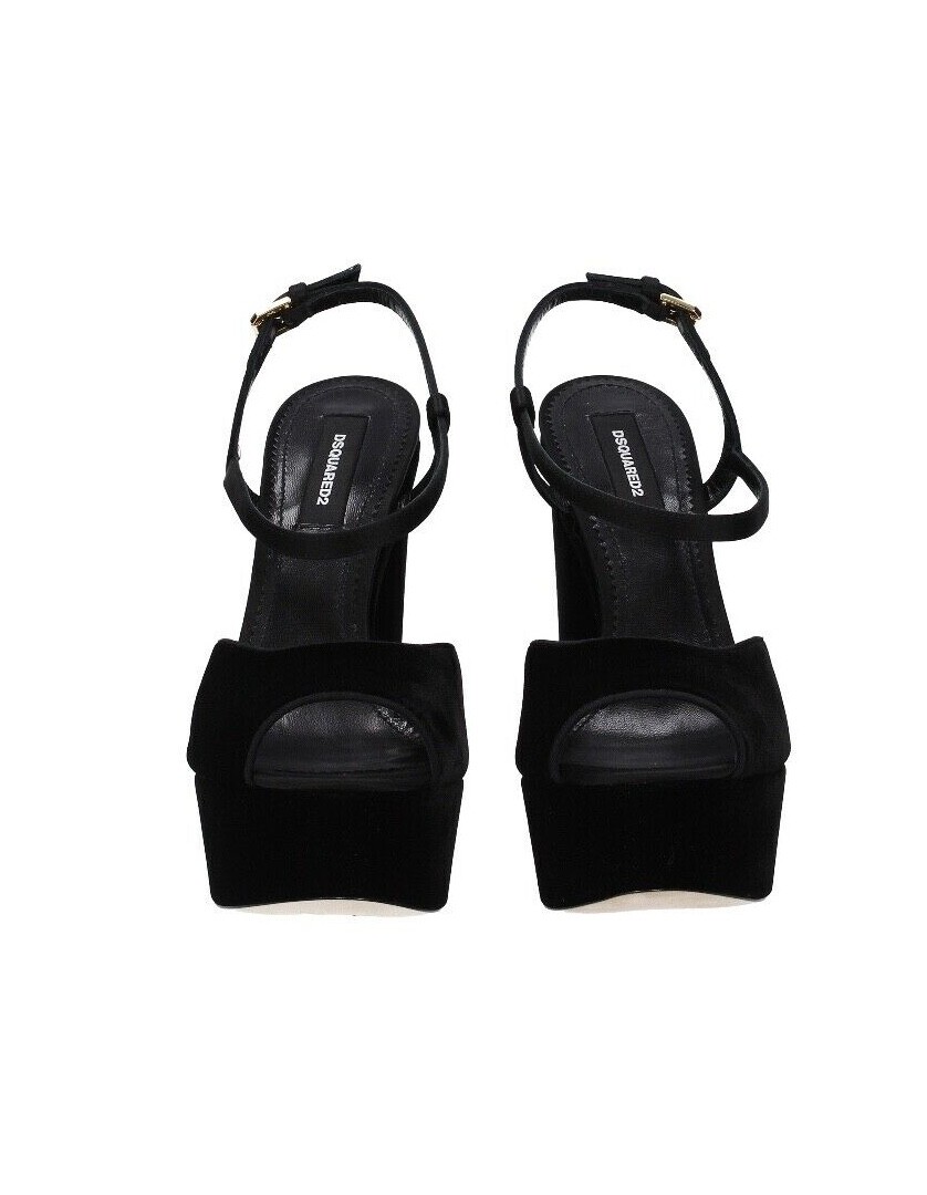 【送料&関税込】Dsquared2 Suede Sandals Dsquared2 Black Suede Platform Ziggy Sandals US10.5/EU40.5