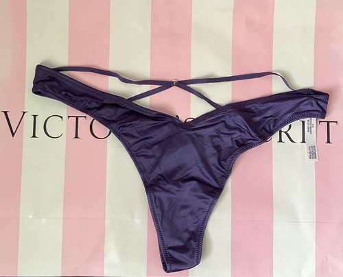 NEW Victoria's Secret VERY SEXY Strappy Back Thong Panty Amethyst Purple Size L - Picture 2 of 2