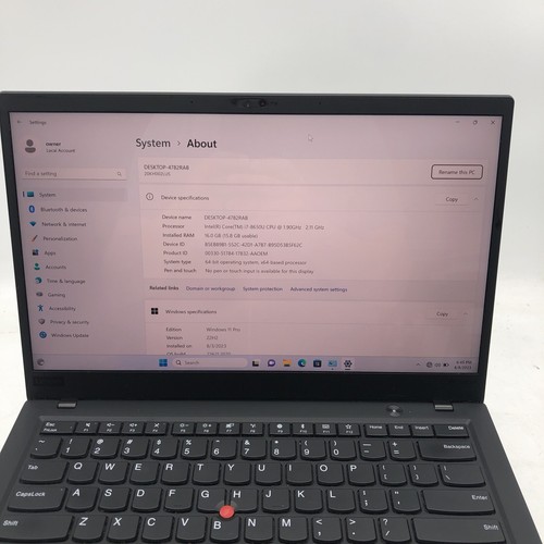 Lenovo Thinkpad X1 Carbon i7-8560U 1.9GHz 16GB RAM 512GB SSD Win 11 Prob - Picture 7 of 7