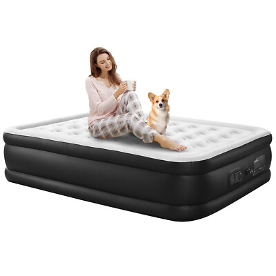 Airbed Inflatable Blow Up Air Mattress Camping Non-Slip Bottom Built-in Pump 