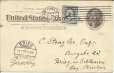 US Postal Card Sc#UX12-Private Printed(GERMAN) uprated Small Banknote