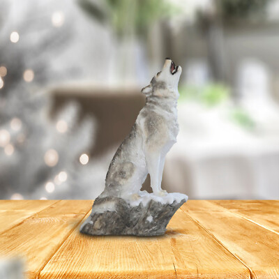 #ad 9quot;H Howling Wolf Figurine Room Decor $36.12