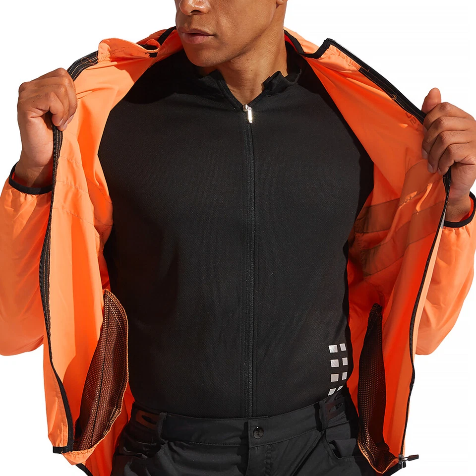 WOSAWE Men's Waterproof Windbreaker Cycling Jacket Hoodie Sports Outwear Hi-Viz - Image 4 of 4