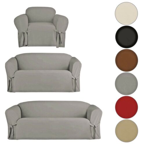 Microsuede Furniture Slipcover Protector Chair, Loveseat, Sofa Red, Brown, Black - Picture 1 of 22