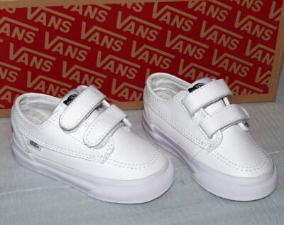Vans BRIGATA V T'S Echt Leder Klettverschluss Kinder Schuhe Sneaker EU 21 Weiß