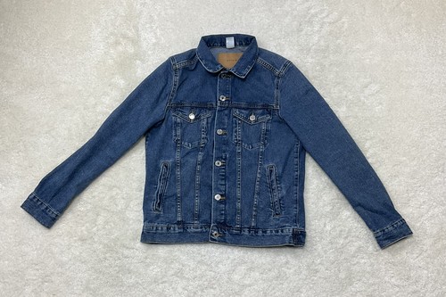 & Denim Womens Size 4 Denim Blue Jean Jacket Long Sleeve Button Up