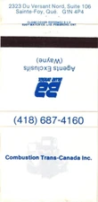 Ste-Foy Quebec Canada Combustion Trans-Canada Inc Vintage Matchbook Cover