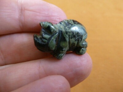 Y-PIG-514 little 1'' Green black jasper PIG pigs gemstone FIGURINE carving piglet