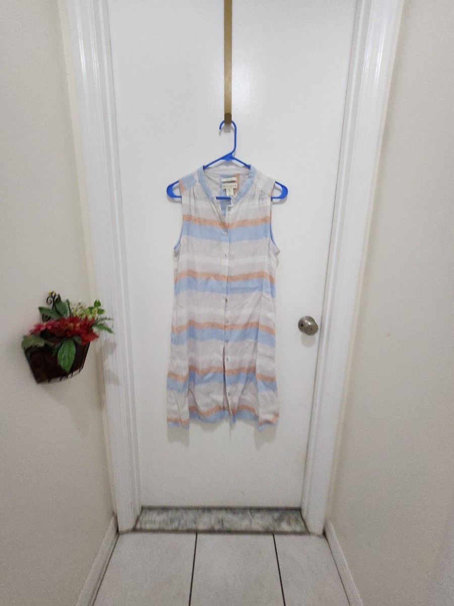 cynthia rowley linen shirt dress Cynthia rowley striped button down shirt dress 100% linen S euc laggenlook