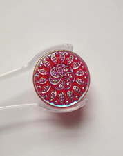 Round Victorian Textured Jewels- German Made- Dark Red Iridescent- 35mm