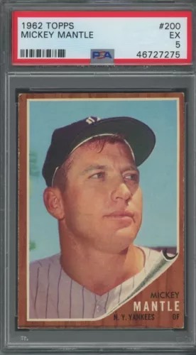 Mickey Mantle 1962 Topps #200 - PSA 5 - Yankees/Baseball Icon - Freshly Graded !