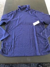 Coldwater Creek PrimaKnit Ruched Neck/Sides Size XL Navy Blue Turtleneck NWT. Q
