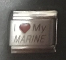 I red heart love my Marine Wholesale ITALIAN CHARM Link 9MM K37